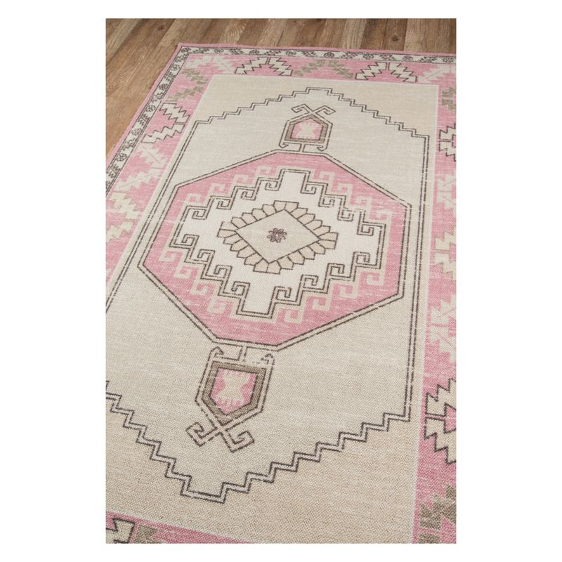 2'x3' Anatolia Owen Accent Rug Pink - Momeni: Traditional Wool & Nylon Low Pile Medallion Indoor Area Rug