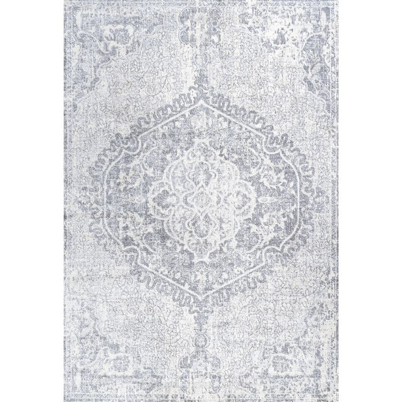 8' X 10' Modern Persian Vintage Medallion Area Rug, Gray/Ivory - JONATHAN Y