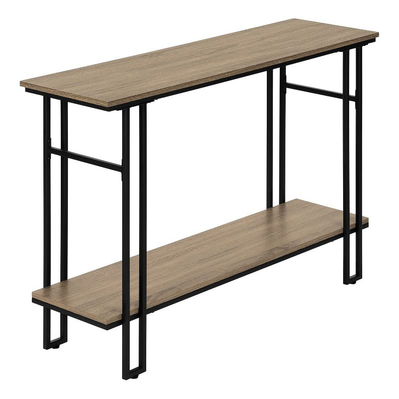 Monarch Specialties Accent Table Console Entryway Narrow Sofa Living Room Bedroom Brown Laminate Black Metal Contemporary Modern