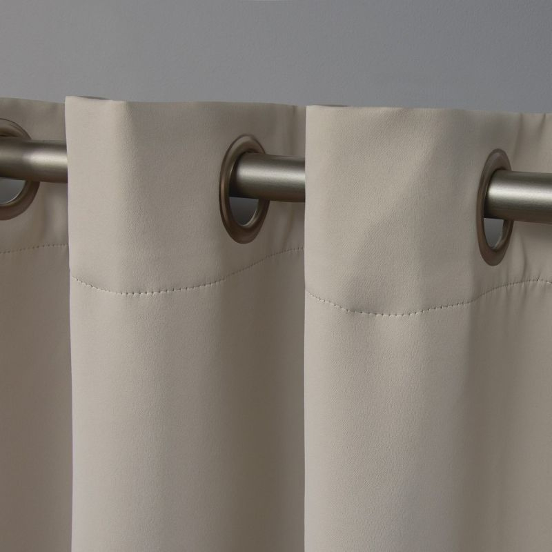 Set of 2 (84"x52") Sateen Woven Blackout Grommet Top Window Curtain Panel Beige - Exclusive Home: Thermal Insulated Drapes