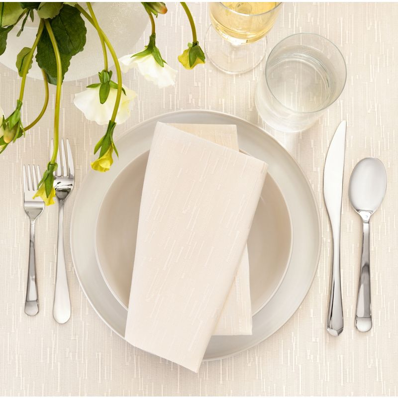 Continental Solid Texture Water and Stain Resistant Napkins, Set of 4 - 17" x 17" - Ivory - Elrene Home Fashions