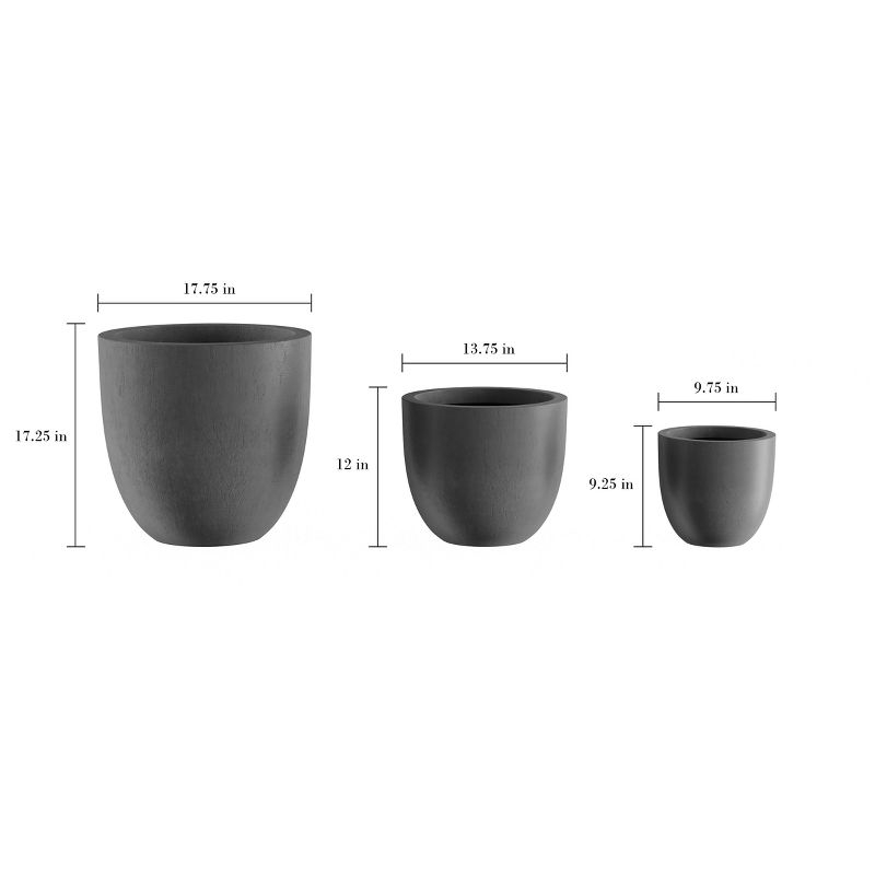 Nature Spring 3-Piece Fiber Clay Planter Pot Set - Gray