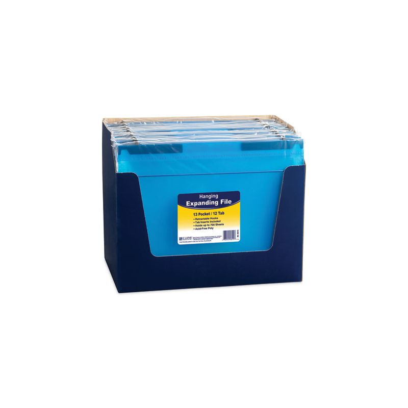 C-Line Expanding File with Hang Tabs, Pre-Printed Index-Tab Inserts, 12 Sections, 1" Capacity, Letter Size, 1/6-Cut Tabs, Blue