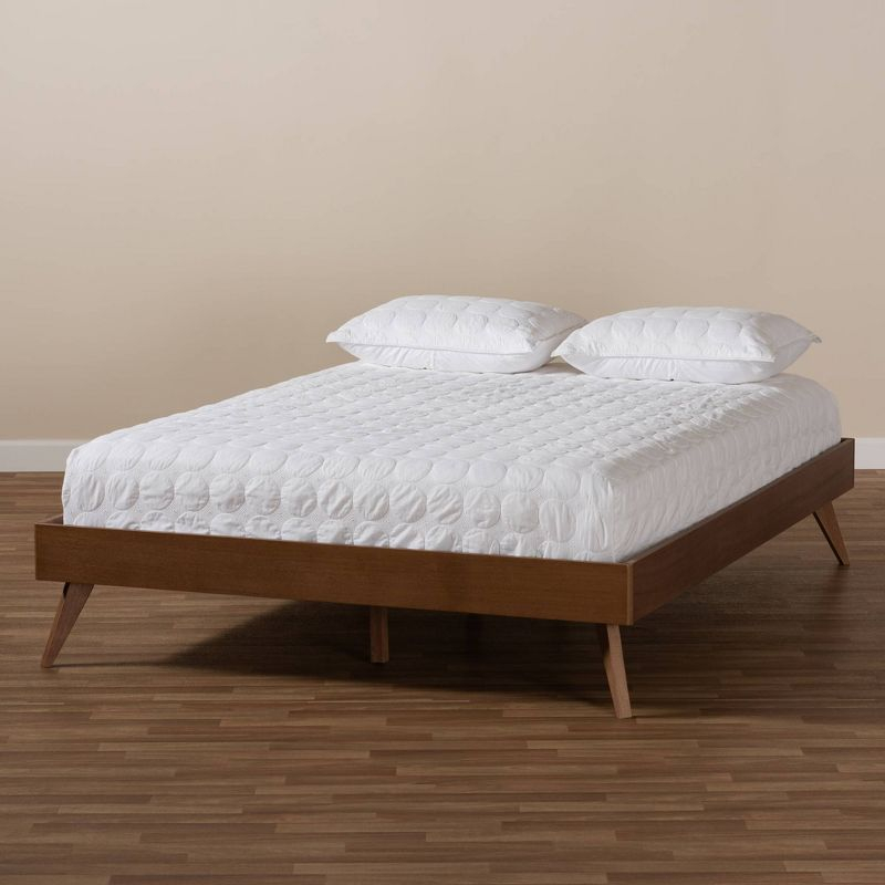 Baxton Studio Queen Lissette Wood Platform Bed Frame Brown: Rubberwood Construction, No Box Spring Needed