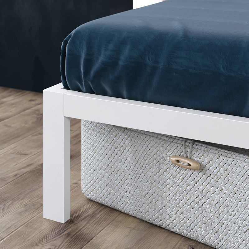 Twin Mia 14" Metal Platform Bed Frame White - Zinus: Steel Support, No Box Spring, Underbed Storage