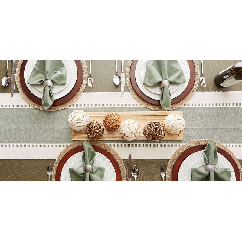Design Imports  Ribbed Dobby Stripe Table Runner, Artichoke Green, 13X108"