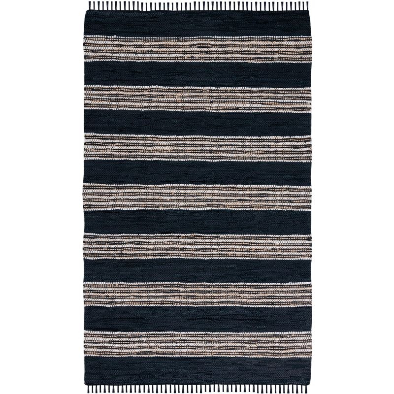Vintage Leather VTL601 Hand Woven Area Rug - Black/Natural - 8'x10' - Safavieh.