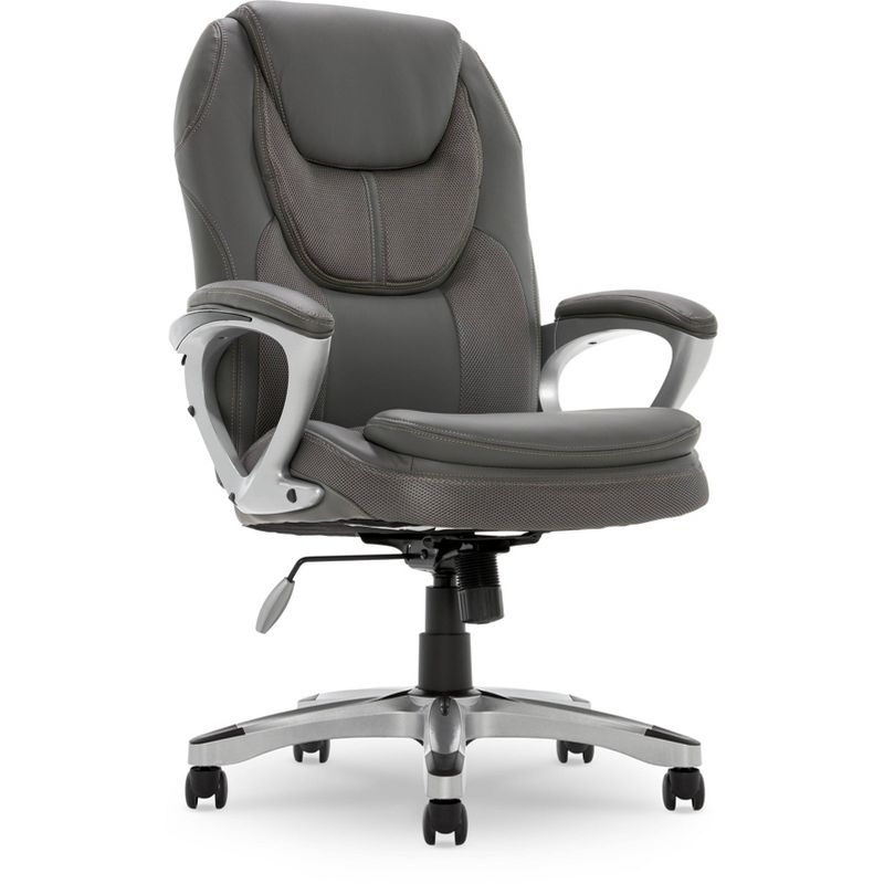 Amplify Executive Mesh Office Chair Seamless Light Gray - Serta: Ergonomic with Fixed Arms & Casters, Adjustable Height