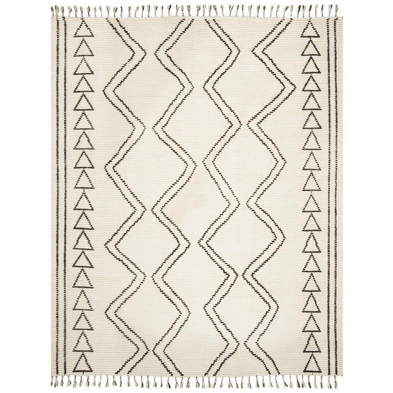 Kenya KNY513 Hand Knotted Area Rug - Ivory/Black - 9'x12' - Safavieh
