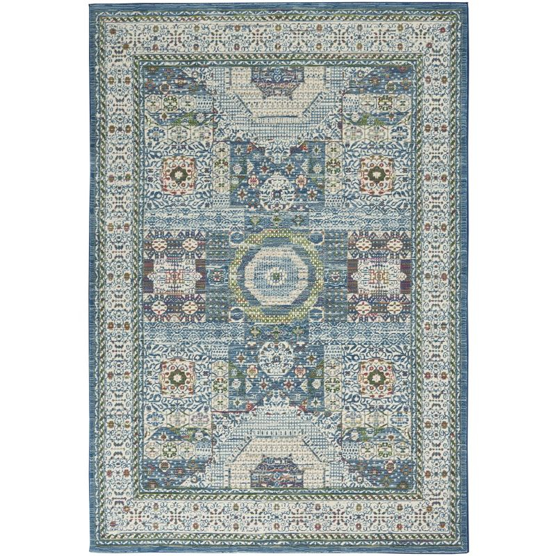 Nourison Global Vintage GLB17 Indoor only Area Rug - Ivory Light Blue 4' x 6'
