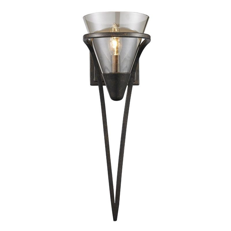 Golden Lighting Olympia 1-Light Wall Sconce in Burnt Sienna with Baltic Amber Glass