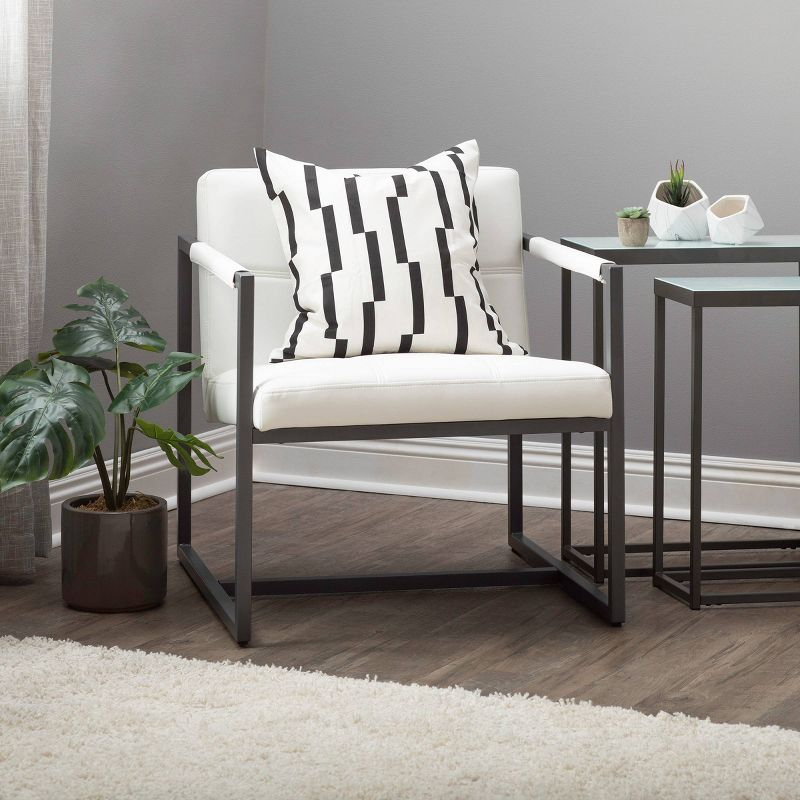 Camber Accent Chair White - Studio Designs Home: Mid-Century Faux Leather, Metal Frame, 250lbs Capacity