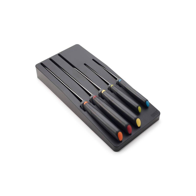 Joseph Joseph Elevate Knives Store 5pc Knife Set: Stainless Steel Kitchen Cutlery, Forged Blades, Hand Wash, Multicolor