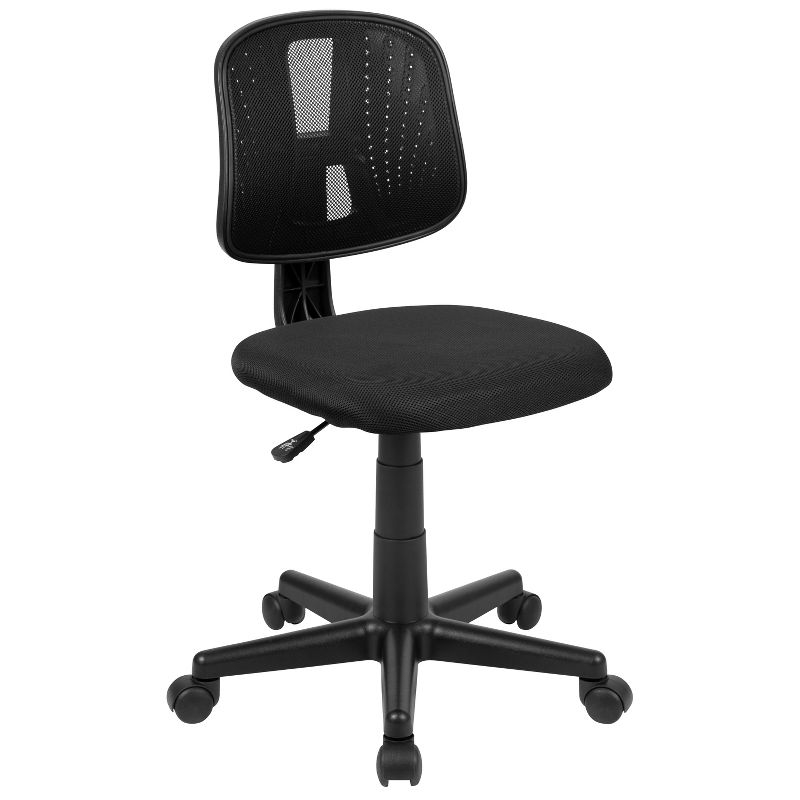 Flash Furniture Flash Fundamentals Mid-Back Black Mesh Swivel Task Office Chair with Pivot Back, BIFMA Certified