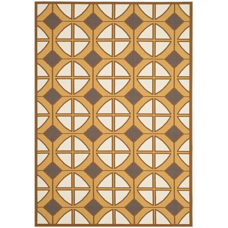 Hampton HAM510 Power Loomed Indoor/Outdoor Area Rug - Camel/Ivory - 4'x6' - Safavieh.