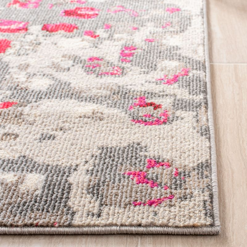 Madison MAD425 Power Loomed Indoor Accent Rug - Grey/Red - 3'x3' - Safavieh