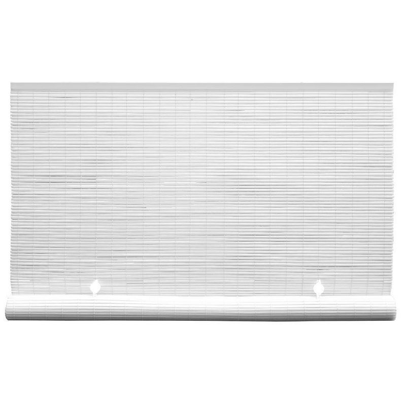 48" x 72" Outdoor Oval Vinyl Cord-Free PVC Rollup Blinds White - Radiance: UV Protection, Child Safe