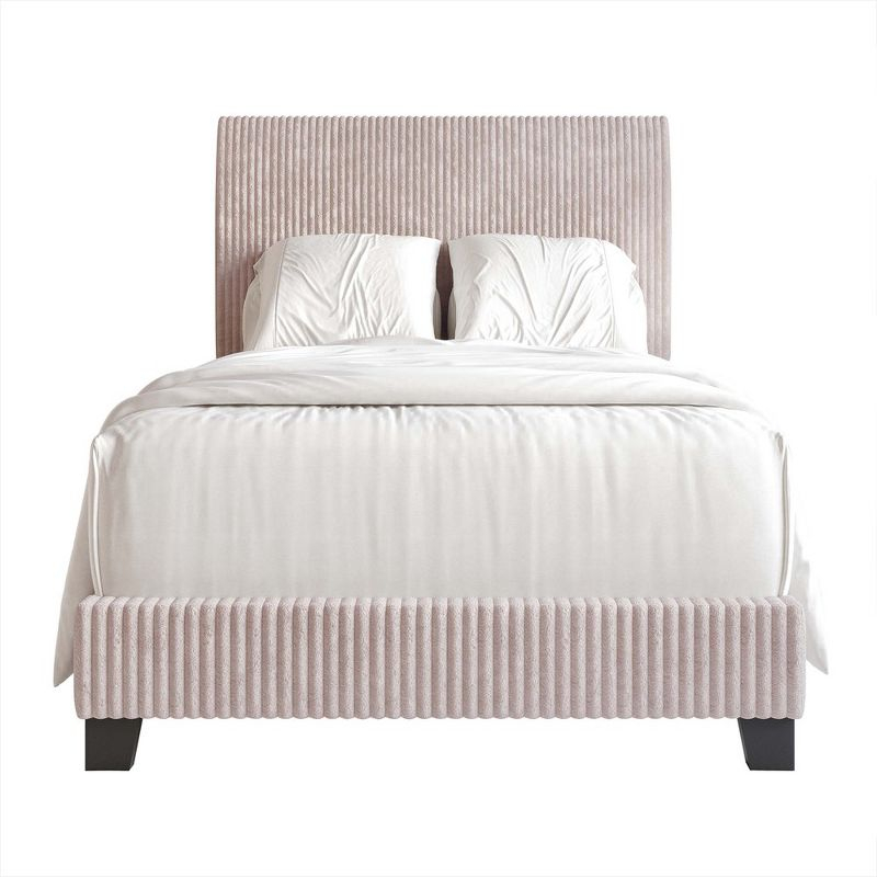 ChaletPosh Twin Size Upholstered Bed In Light Pink Velvet
