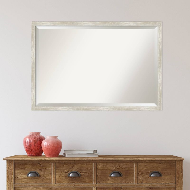 38"x26" Crackled Narrow Framed Bathroom Vanity Wall Mirror Metallic - Amanti Art: Beveled, Wall Mount, Modern Design