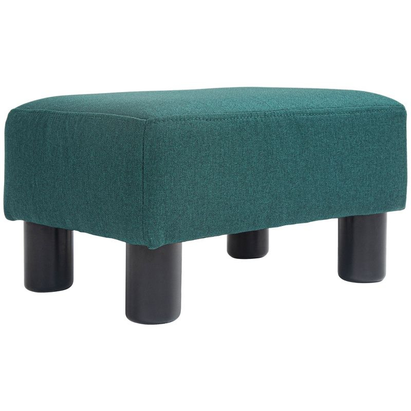 HOMCOM 16" Cube Modern Linen Fabric Pouf Footrest Ottoman - Green