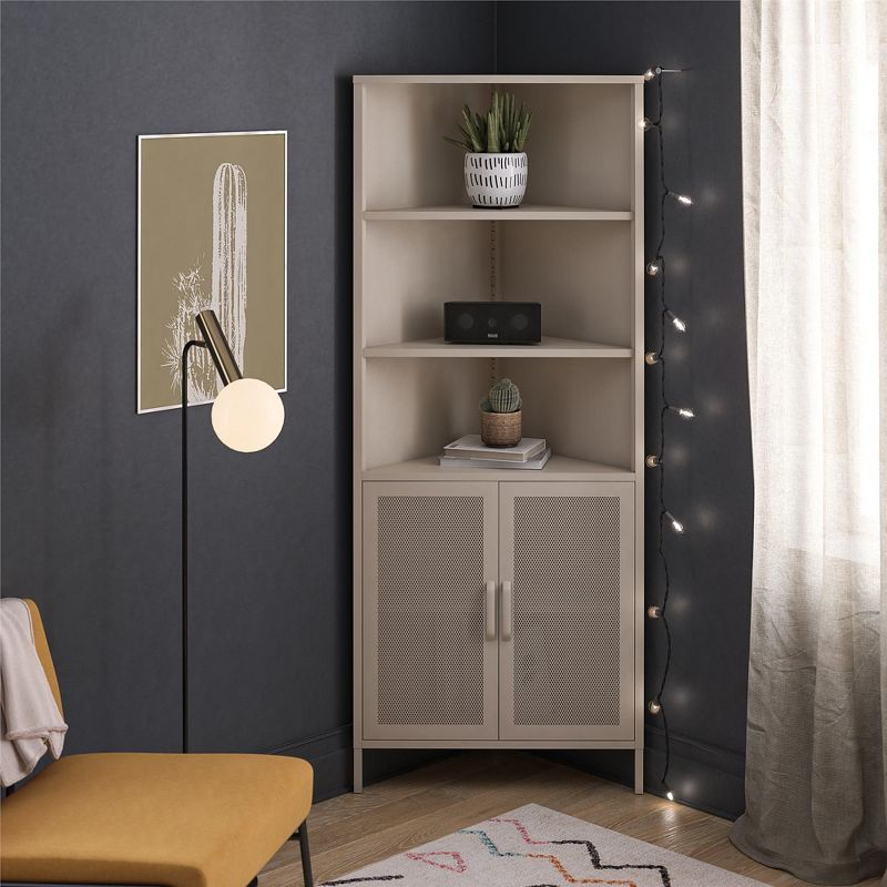 Novogratz Channing Corner Storage Cabinet with 2 Doors, Parchment