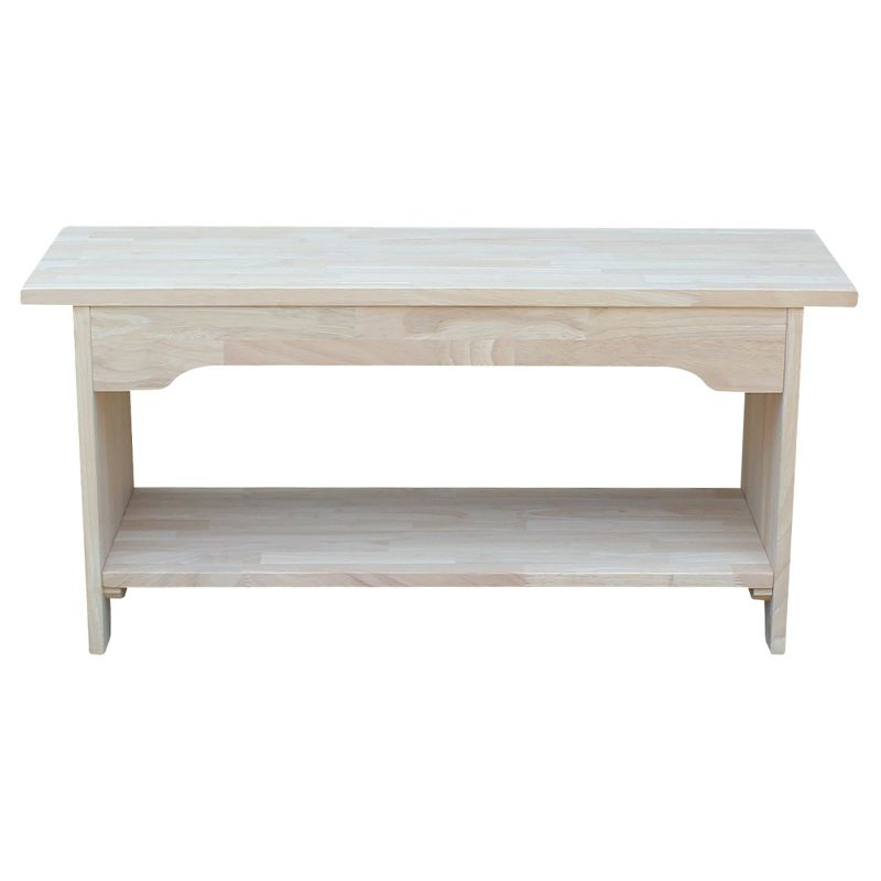 36" Brookstone Bench - International Concepts: Solid Wood, Unfinished, Rectangular Shape, Seats 2