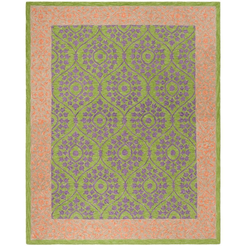 Suzani SZN102 Hand Hooked Indoor Area Rug - Green/Violet - 8'x10' - Safavieh.