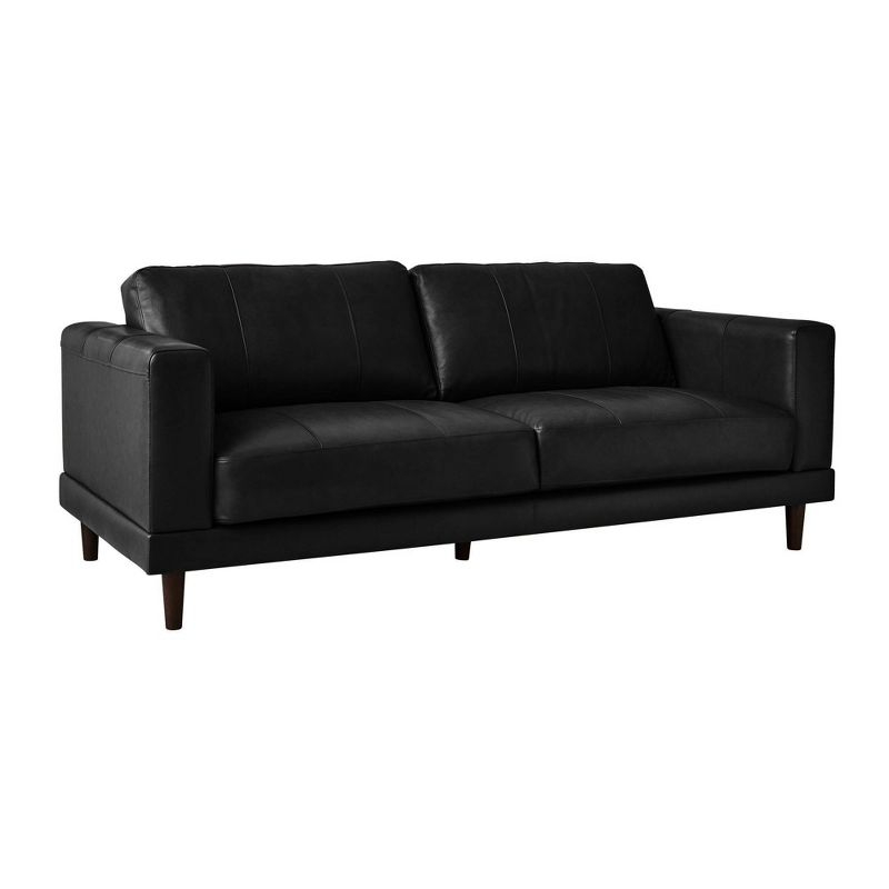 2pc Hanson Set Black - Picket House Furnishings: Leather Upholstery, Modern Sofa & Loveseat Combo