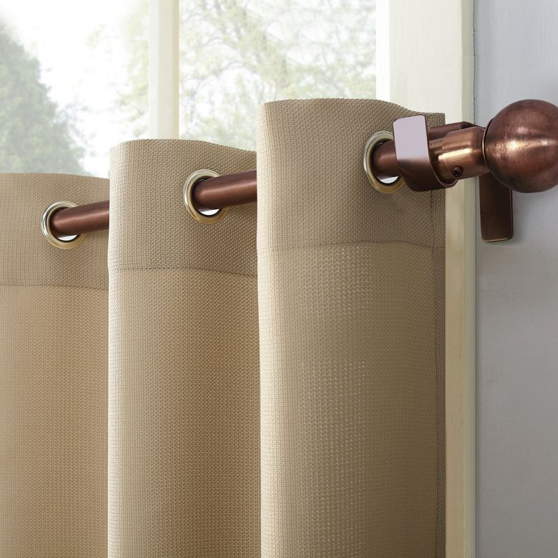 2pc 56"x36" No. 918 Semi-Sheer Montego Casual Textured Grommet Kitchen Curtain Tier Pair Taupe: 36 Inch Kitchen Window Curtains