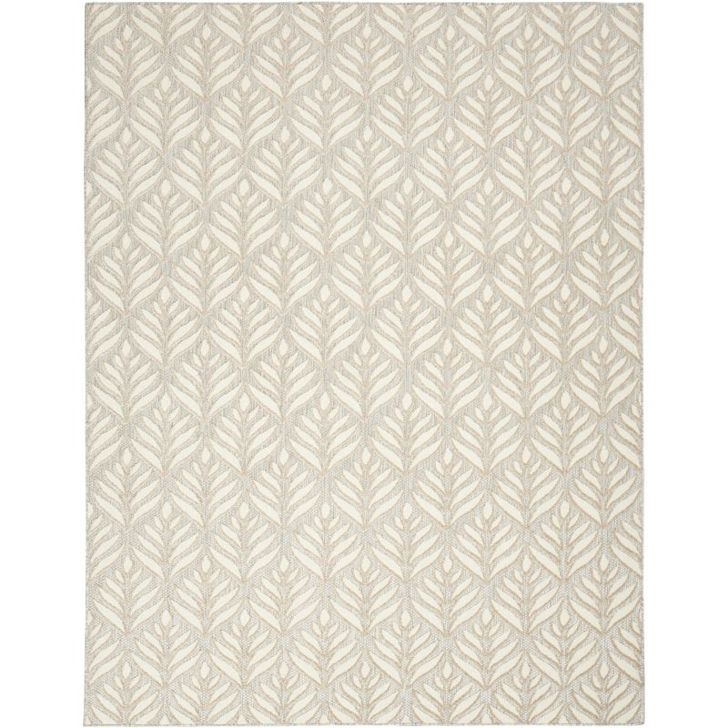 Nourison Aloha Tropical Palm Flatweave High-Low Indoor Outdoor Area Rug Ivory Grey 3'6" x 5'6"