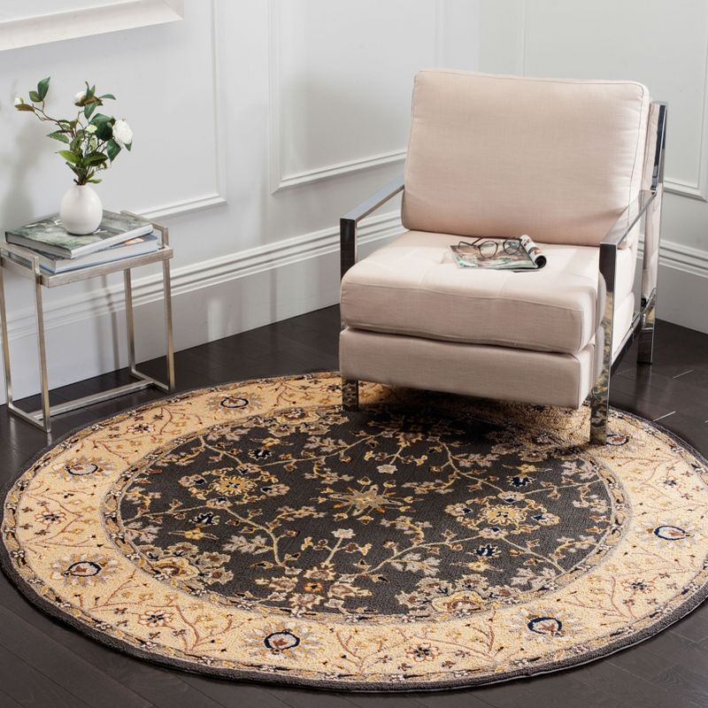 Easy Care EZC751 Hand Hooked Area Rug - Grey/Cream - 8' round - Safavieh.