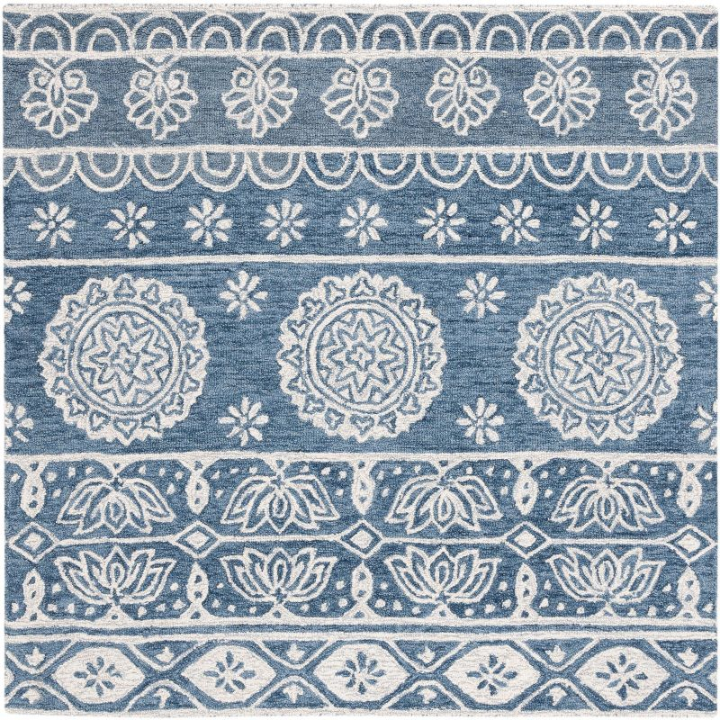 Micro-Loop MLP607 Hand Tufted Area Rug - Blue/Ivory - 5'x5' - Safavieh.