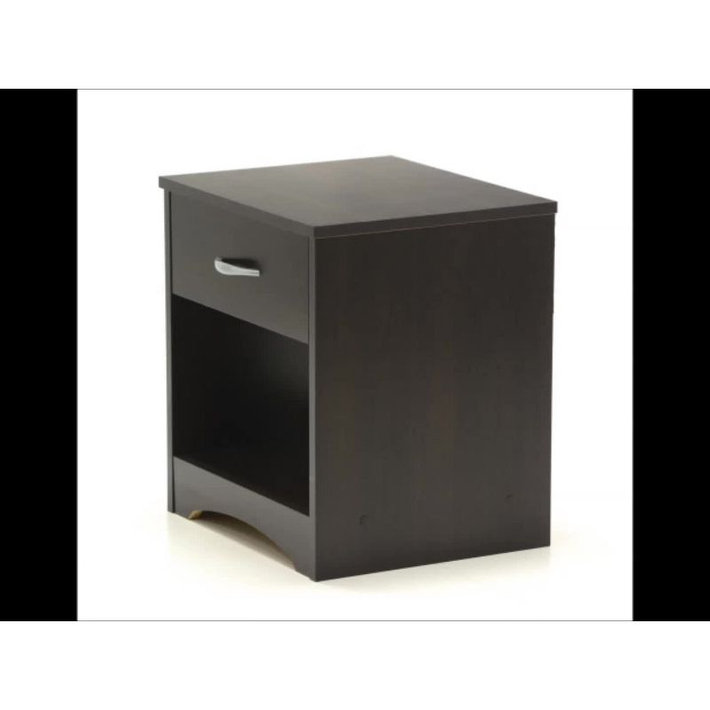 Beginnings Nightstand: Sauder Cinnamon Cherry, Open Shelf, Metal Hardware, CARB Certified