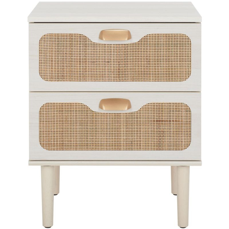Irelia 2 Drawer Nightstand - Bleached White/Natural - Safavieh