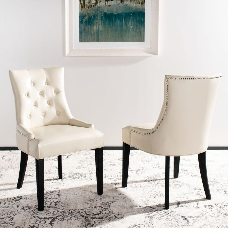 Abby 19''H Tufted Side Chairs (Set of 2)- Flat Cream - Safavieh