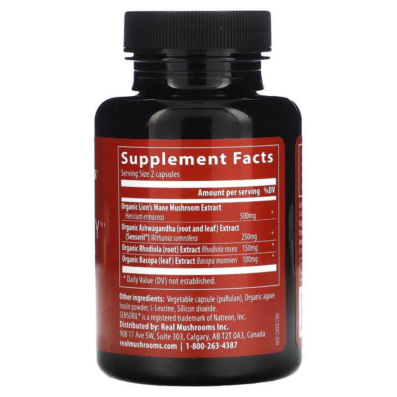 Real Mushrooms RealClarity, Mushrooms + Herbs, 60 Capsules