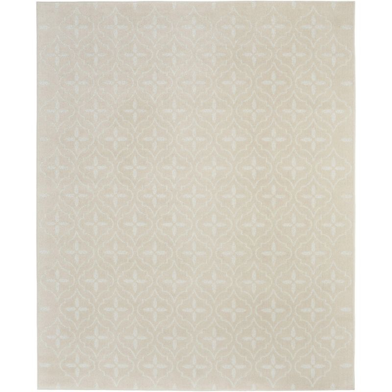 Nourison Essentials Moroccan Modern Indoor Outdoor Rug Ivory Beige 6' x 9'