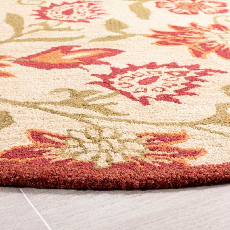 Blossom BLM862 Hand Hooked Area Rug - Beige/Multi - 6' Round - Safavieh.