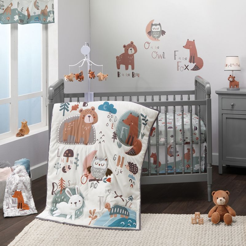 Bedtime Originals Animal Alphabet Beige/Gray Bear/Owl/Fox Woodland Wall Decals
