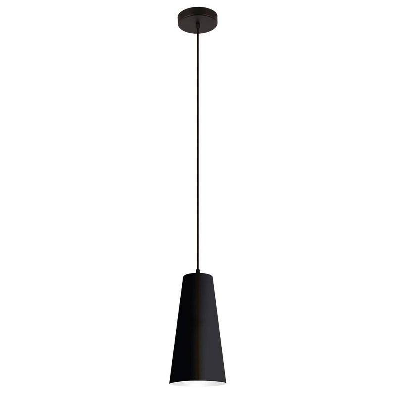 1-Light Pratella Mini Pendant Structured Black Finish with Shade - EGLO: Adjustable, Vintage Style Cone-Shaped Ceiling Light
