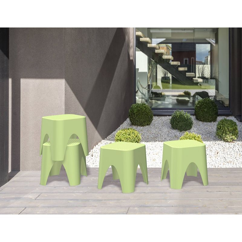 2pc Mallorca Stackable Rattan Top Side Table - Green - Lagoon