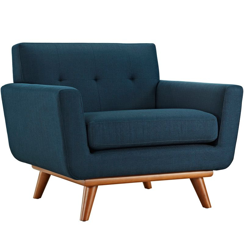 2pc Engage Armchair and Ottoman Azure - Modway: Comfortable Upholstered Seating Set, No Tools Assembly