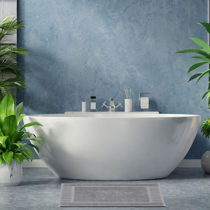 White Classic Cotton Bath Mat Floor Towel [Not a Rug] 2-Pack - 22x34"  Light-Grey