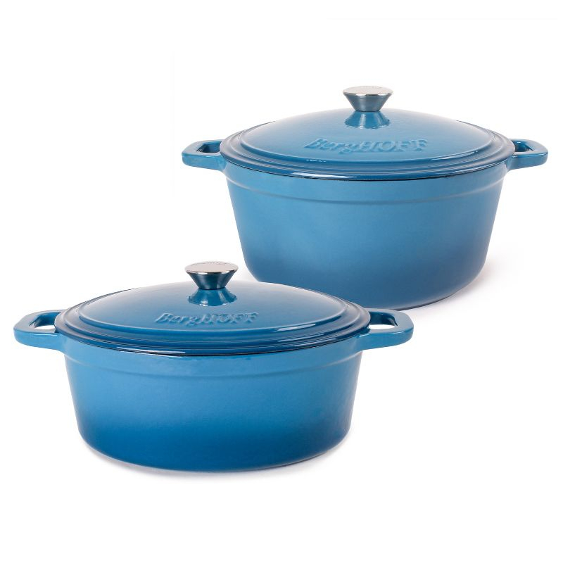 BergHOFF Neo 4Pc Cast Iron Set: 5qt. & 8qt. Covered Stockpot, Blue