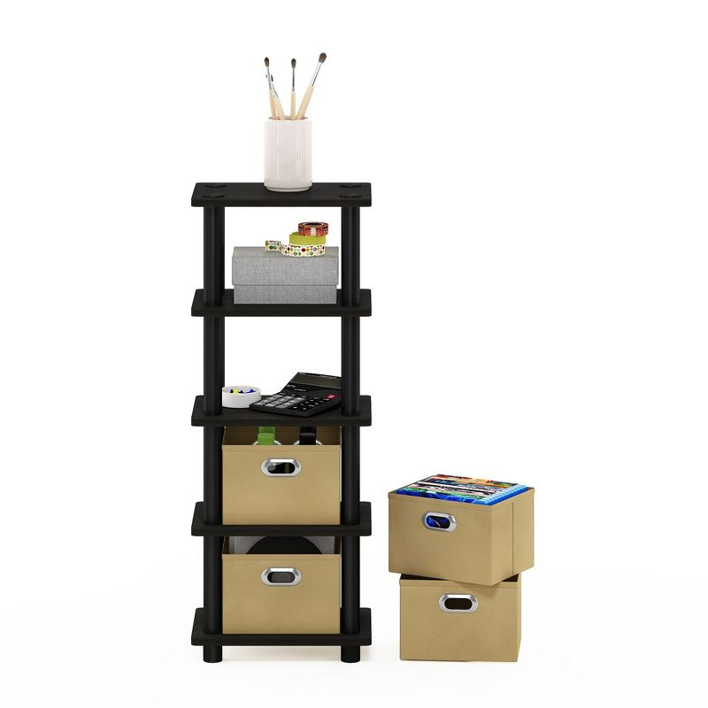 Furinno 5-Tier Multi-Functional Storage Shelves Display Rack Bookcase for Bathroom&Living room&Home office&Kitchen,Espresso