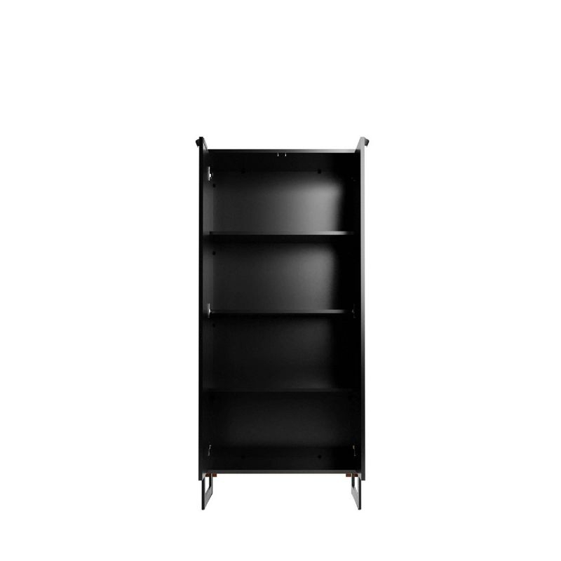 Manhattan Comfort 59.72" Lexington 4 Shelf Bookcase Black: Matte Finish, MDF Frame, Enclosed Storage Shelves