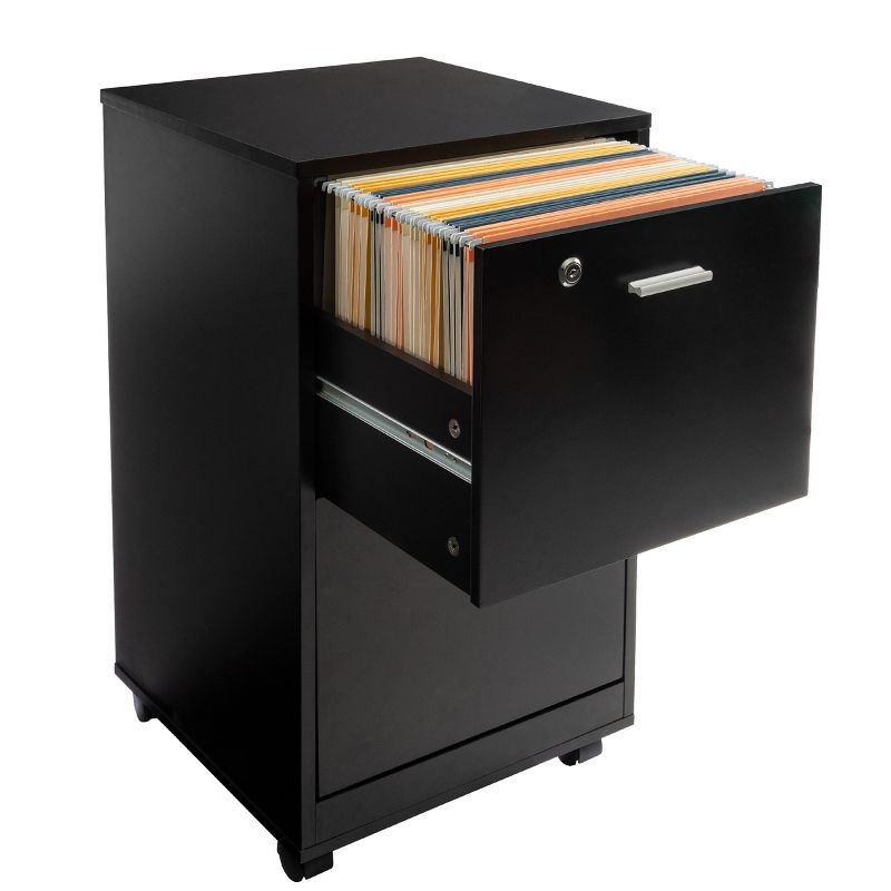 Lavish Home 2-Drawer File Cabinet with Lock and Rolling Wheels (Black)