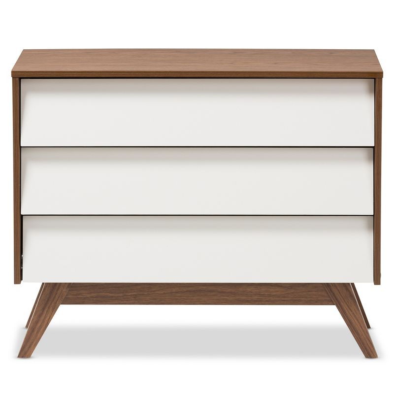 Hildon Mid-Century Modern Wood 3 Drawer Storage Chest Brown - Baxton Studio: Walnut Finish, Retro Design