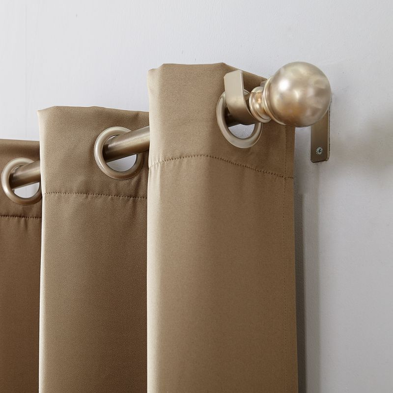 54"x63" Sun Zero Room Darkening Seymour Grommet Curtain Panel Taupe: Modern Energy Efficient Thermal Insulated