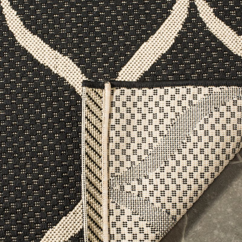 Courtyard CY6654 Power Loomed Indoor and Outdoor Area Rug - Black/Beige - 6'7"x6'7" - Safavieh